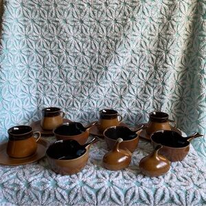 Vintage Stoneware dinnerware table setting Sial Cerval‎ stoneware set 14 pieces